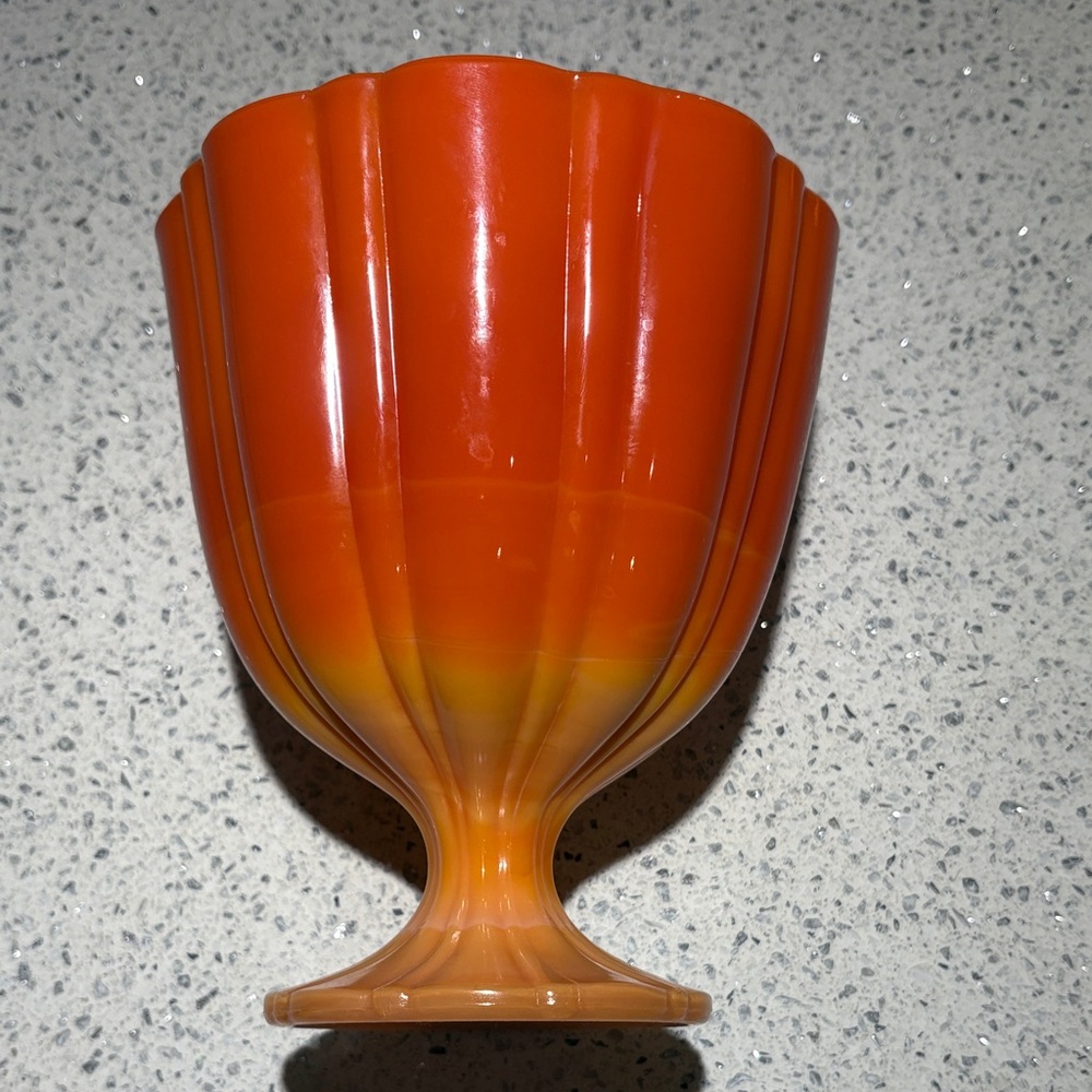 Vintage LE Smith Bittersweet Slag Glass MCM vase